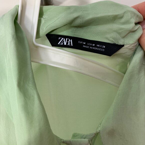 Zara Sheer Blouse Sage Green M - Picture 3 of 4